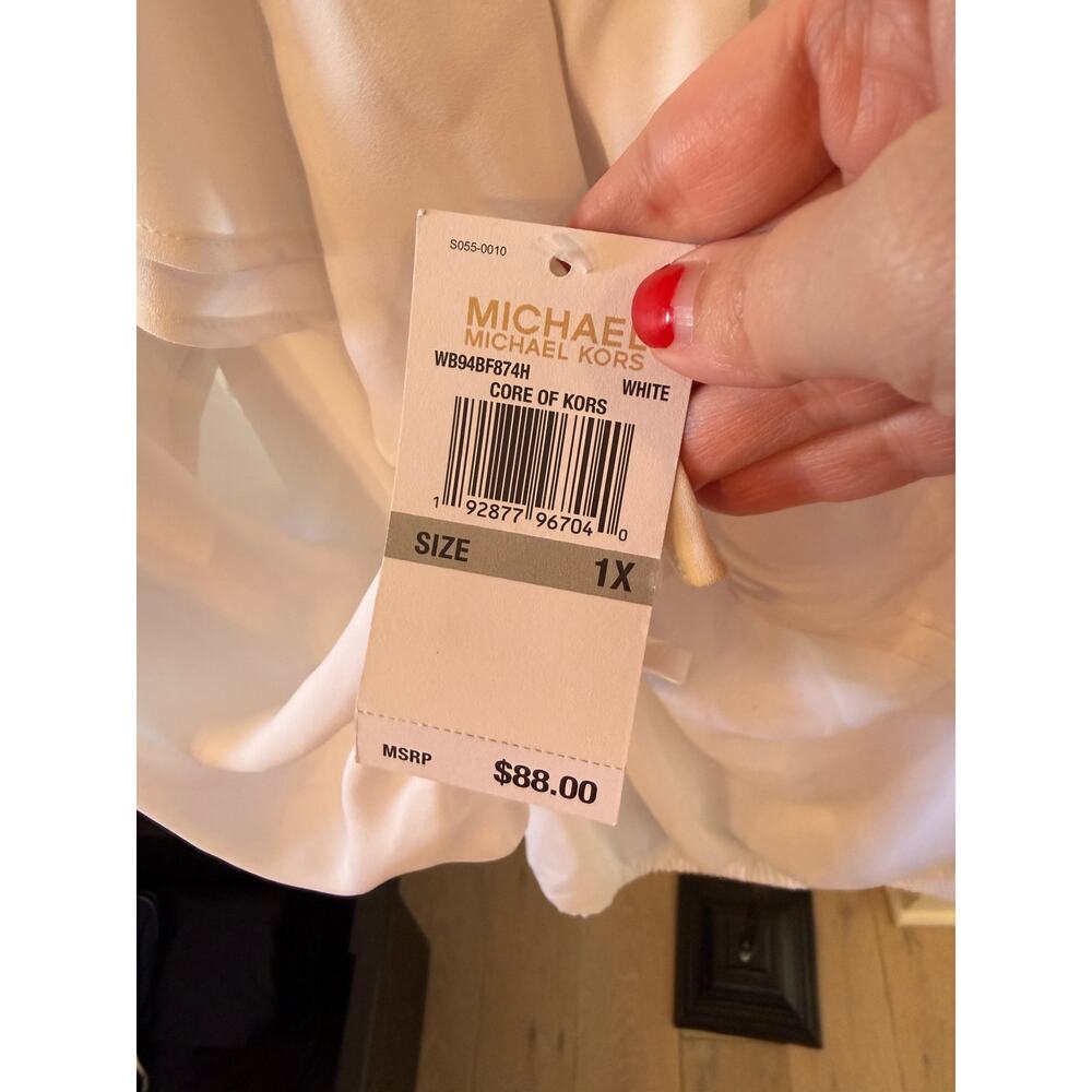Michael Kors Women's White Ruffled Off-the-shoulder Blouse Top Plus Size 1X - Picture 6 of 6